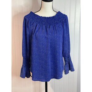 Allison Joy Blue Polka Dot Off-Shoulder Blouse Womens S